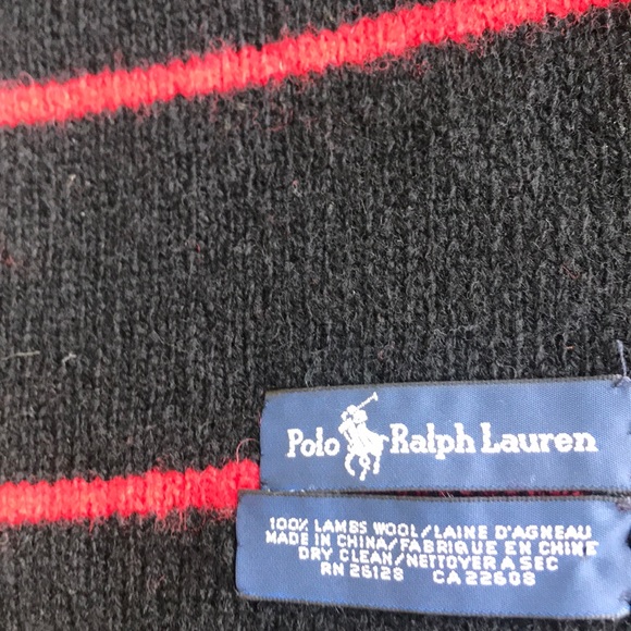 POLO RALPH LAUREN VARSITY STRIPES 100% LAMBS WOOL - Picture 2 of 3